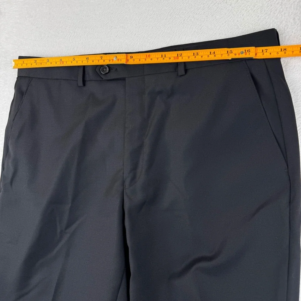 Lauren Ralph Lauren Dress Pants Mens 34x32 Black 100% Wool Natural Stretch Flat